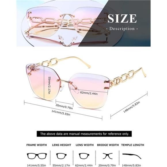AEVOGUE Sunglasses For Women Oversized Rimless